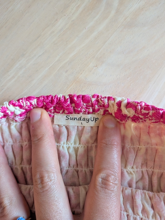 Sunday Up Cream and Pink Smocked Sundress with Ruffle Straps - Picture 5 of 5